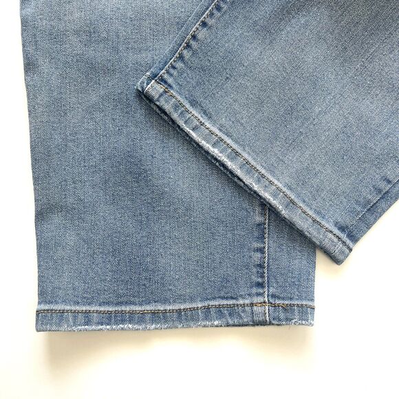 Eloquii Relaxed Jean with Overlap Waistband Light Wash Blue - Picture 13 of 14